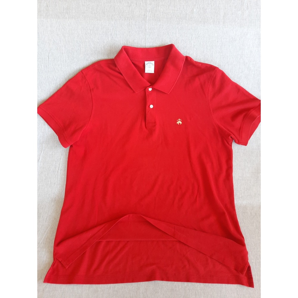 Brooks Brothers Men XXL Polo 1818 Shirt Red Knit SL Slim Fit‎ Logo Embroider